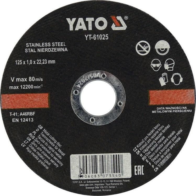 Yato LAMA YATO PENTRU METAL INOX 125x1.0x22mm 61025 YT-61025