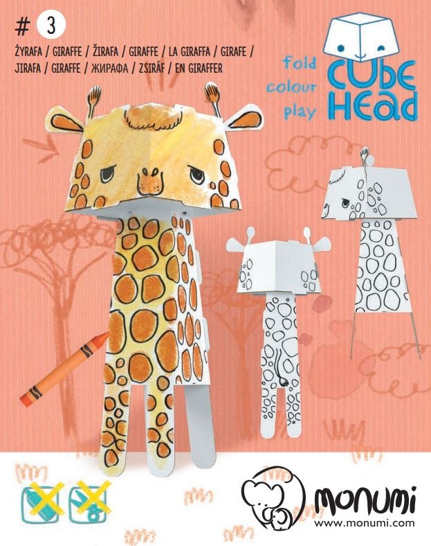 Jucarie pliabila de colorat din carton, Girafa, 3D 5323341