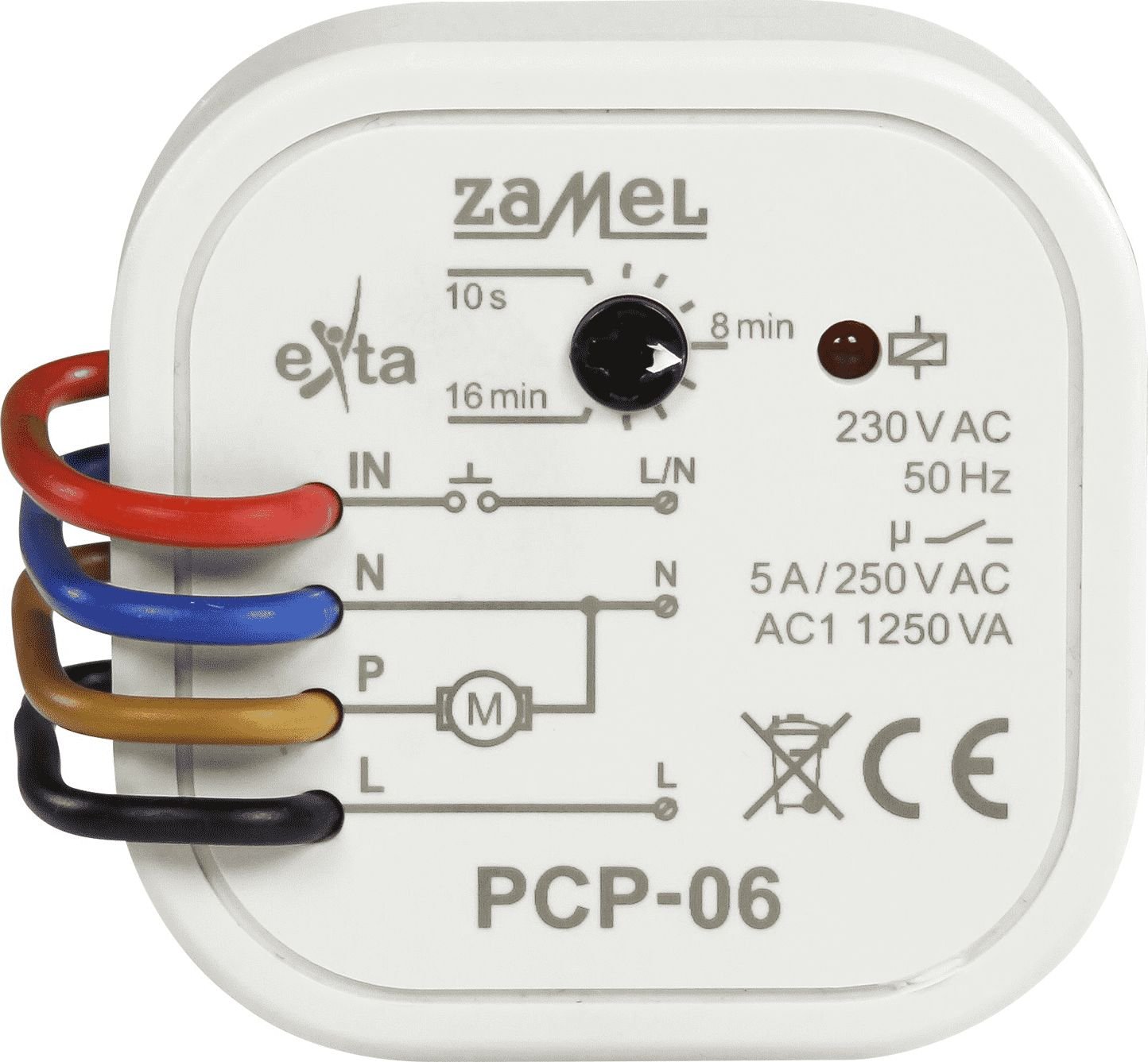 Zamel przekaźnik czasowy do sterowania wentylatorem łazienkowym 5A 230VAC PCP-06 (EXT10000263)