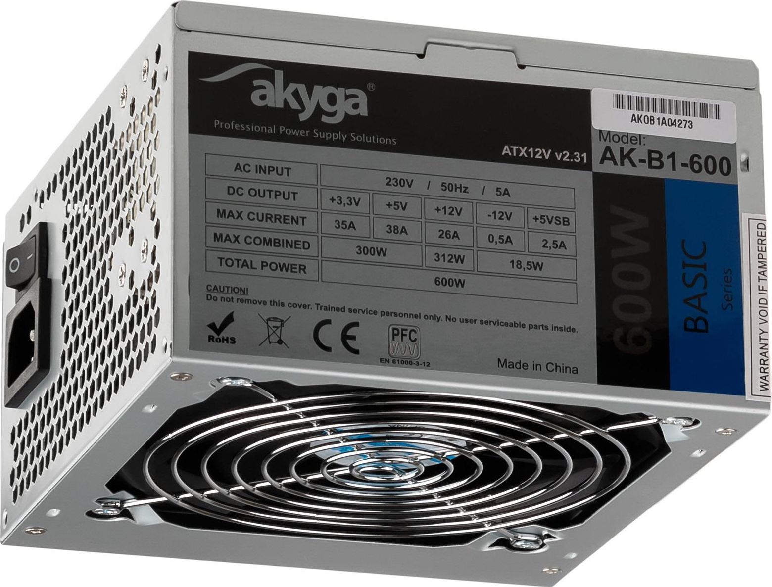 Sursa PC Akyga, AK-B1-600, 600 W, Certificat CE