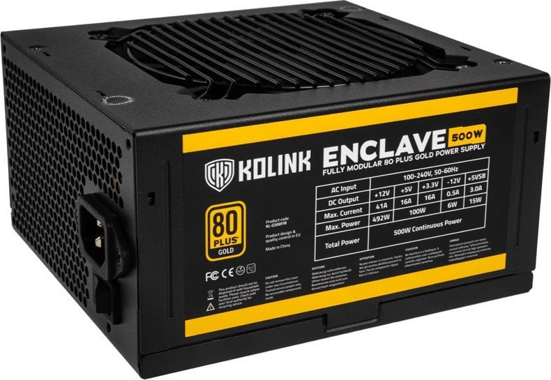 Zasilacz King Kits Kolink Enclave 80 PLUS Gold Netzteil, modular - 500 Watt mit Kaltgerätekabel