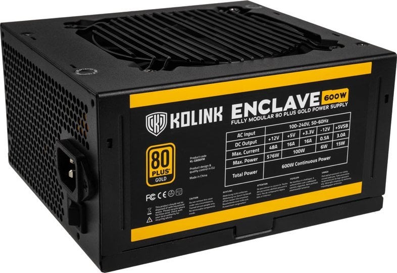 Zasilacz King Kits Kolink Enclave 80 PLUS Gold Netzteil, modular - 600 Watt mit Kaltgerätekabel