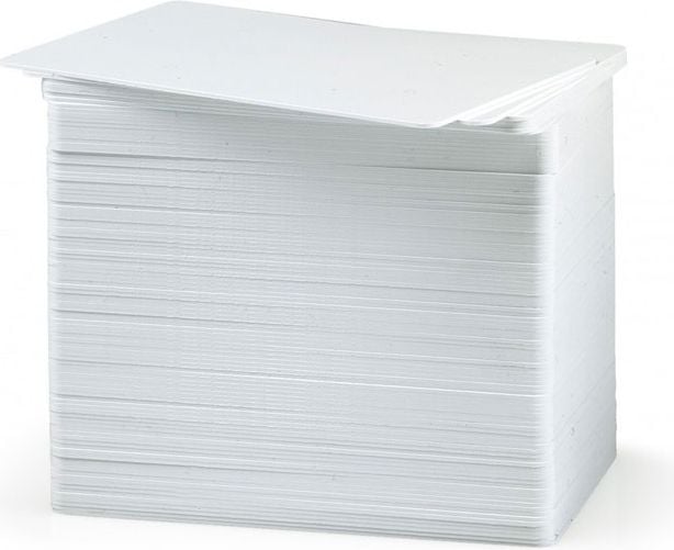 Benzi etichete - Card PVC Zebra Premier, CR80, alb -CR80, 30mil, alb, comanda minima 100 carduri