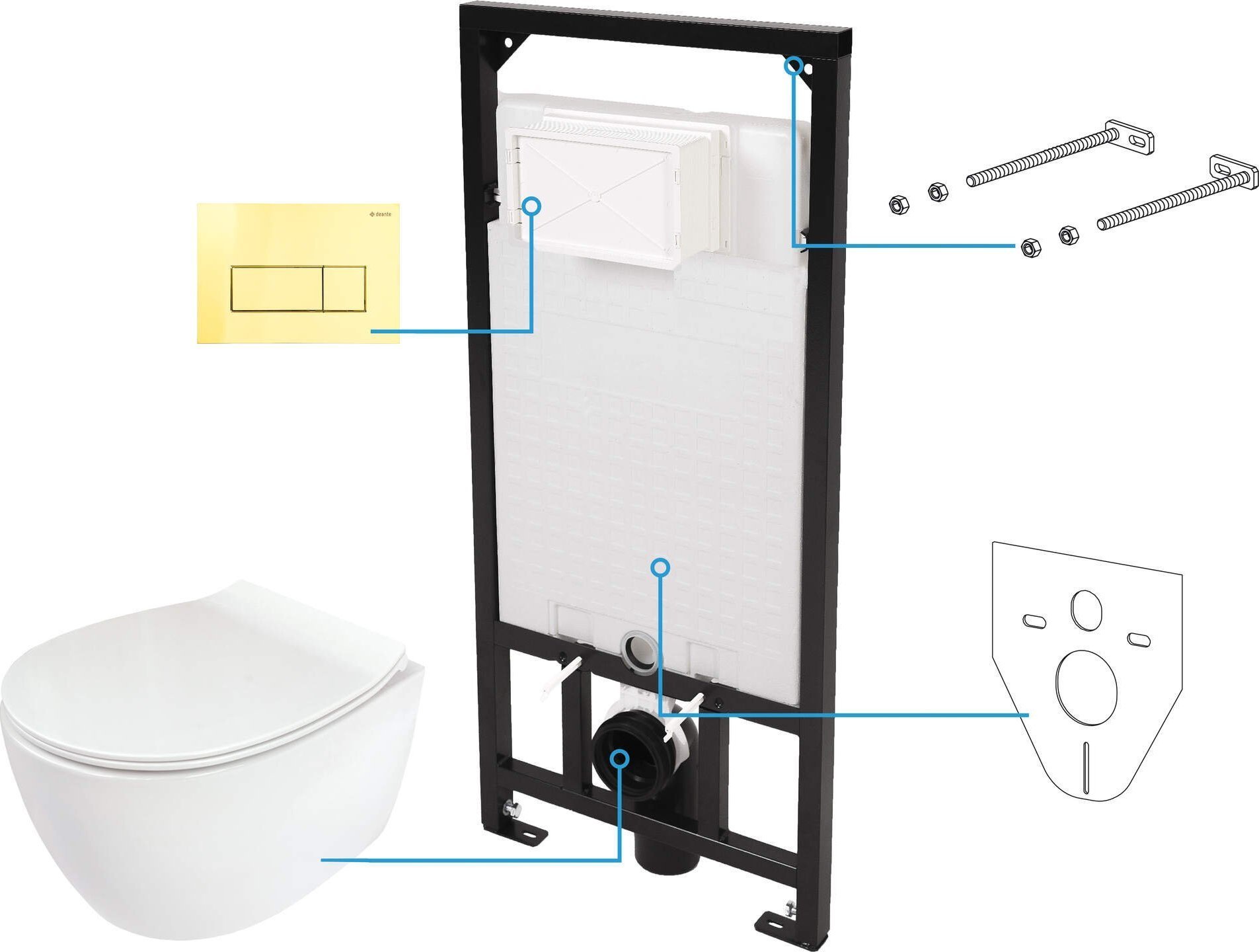 Set de încasări Deante Set de WC 6 în 1 pentru încasări