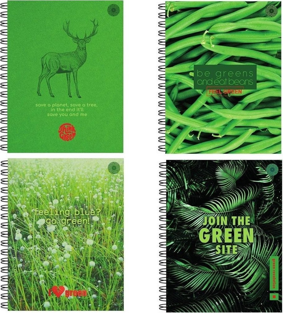 Promised Land Notebook A4/80K grilă Think Green (5 buc)