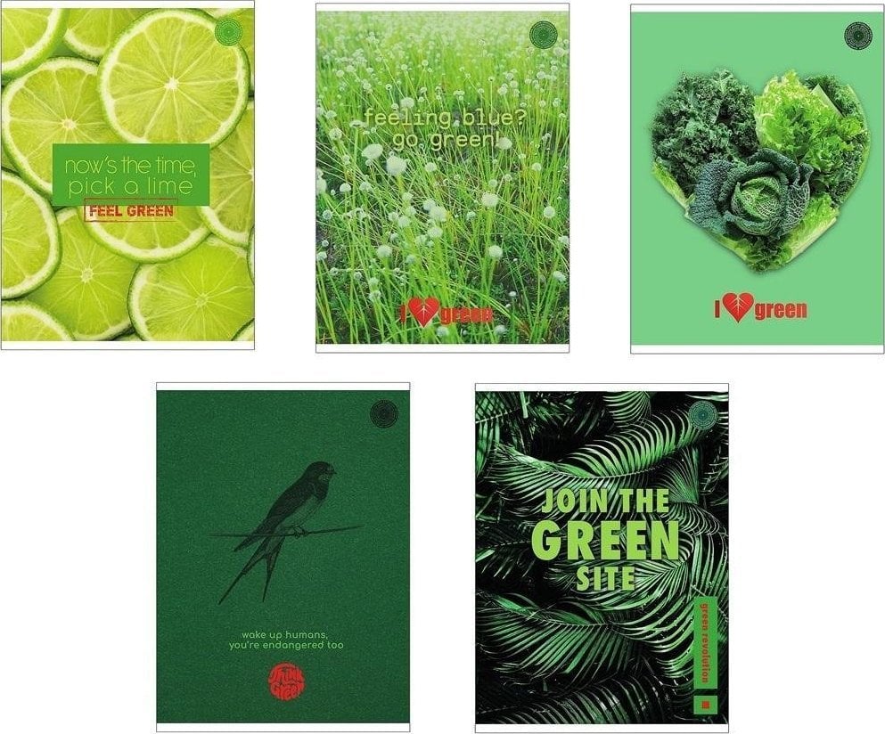 Promised Land Notebook A5/80K grilă Think Green (5 buc)