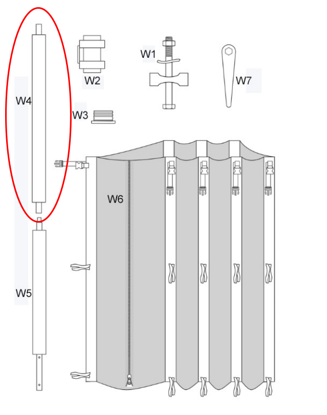 Stalp superior pentru cadru de plasă interioară Zipro pentru trambulină de 16FT/496cm