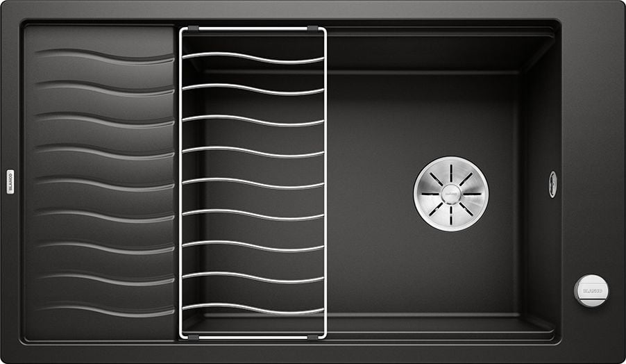 Chiuveta Blanco Elon XL 8 S silgranit negru cu dop automat InFino, grila de scurgere (525885)
