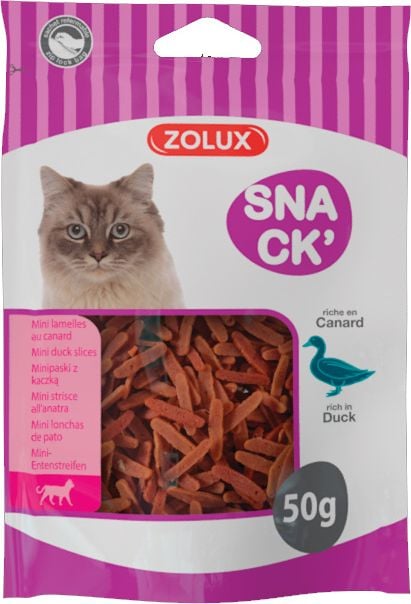 Zolux Gustare pentru mini fasii de pisică cu rață 50 g