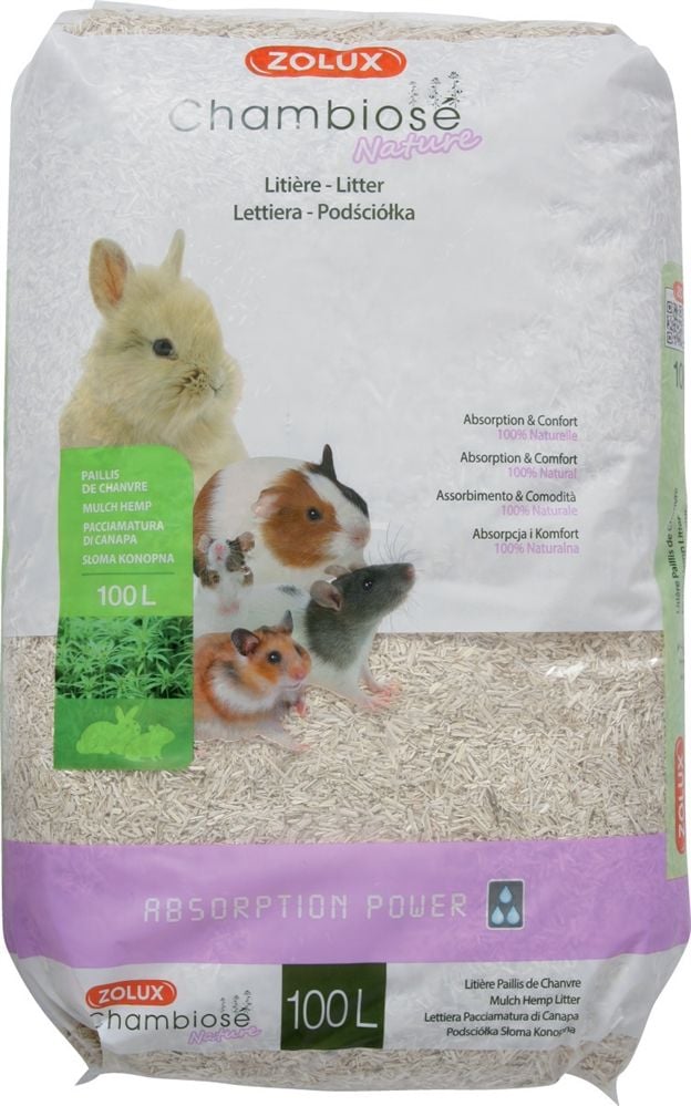 Asternut biodegradabil pentru rozatoare, Chambiose Nature, Zolus, Canepa, 100 L