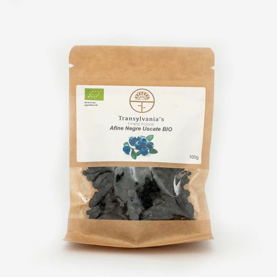 Afine negre uscate bio, 100g, transylvania's finest foods