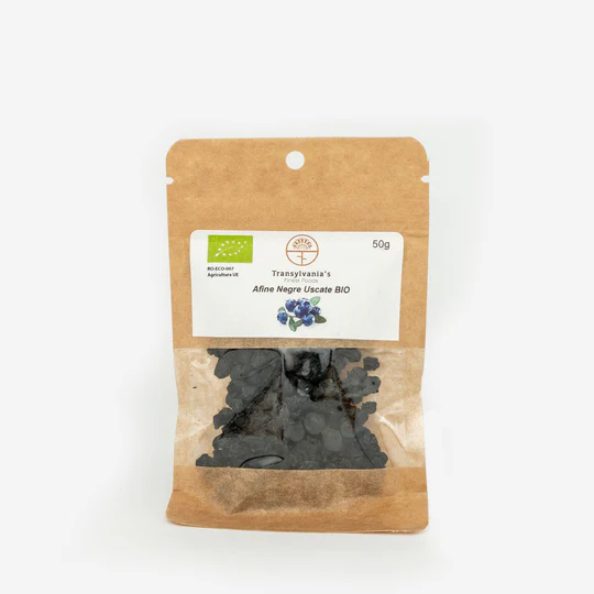 Afine negre uscate bio, 50g, transylvania's finest foods