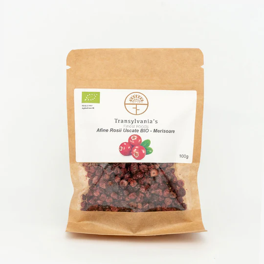 Afine rosii (merisoare) uscate bio, 100g, transylvania's finest foods