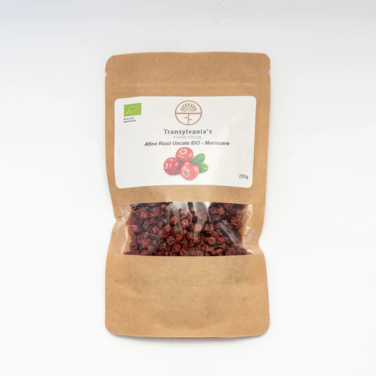 Afine rosii (merisoare) uscate bio, 250g, transylvania's finest foods