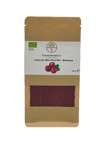 Pudra de afine rosii (merisoare) bio, 100g, transylvania's finest foods