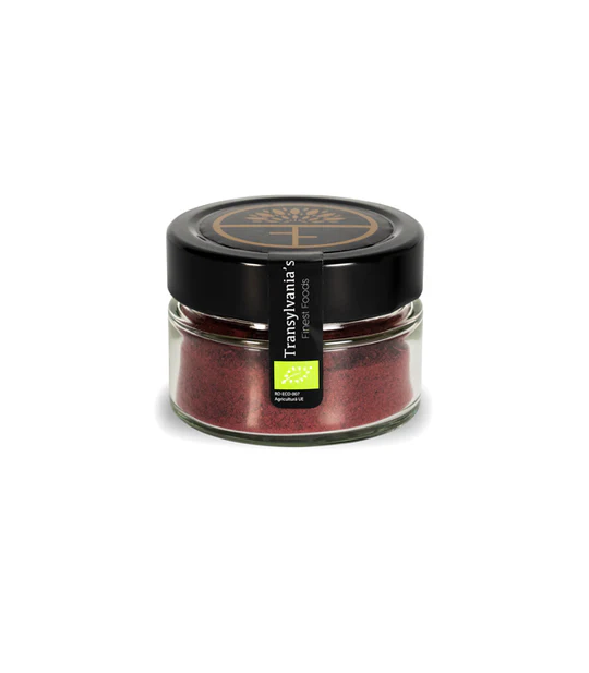 Pudra de afine rosii (merisoare) bio, 65g, la borcan, transylvania's finest foods