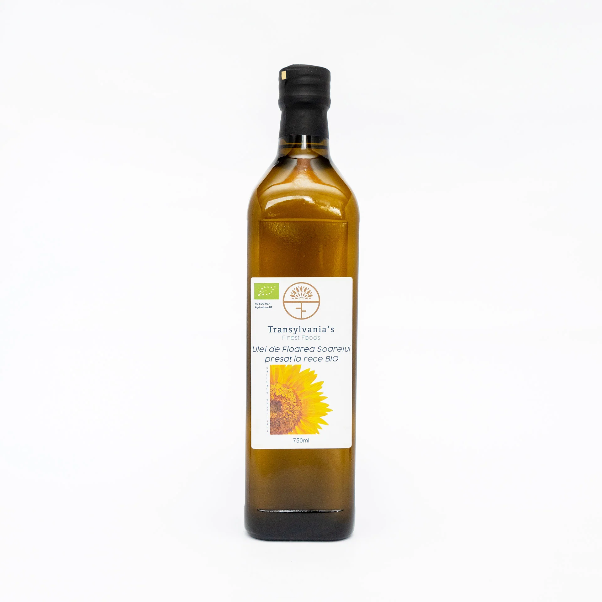 Ulei de floarea soarelui presat la rece bio, 750ml, transylvania's finest foods
