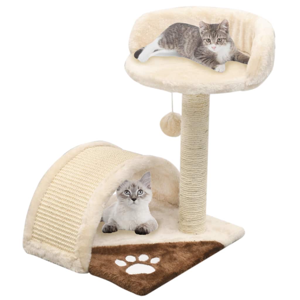 Ansamblu pisici cu stâlpi funie sisal 40 cm, bej și maro