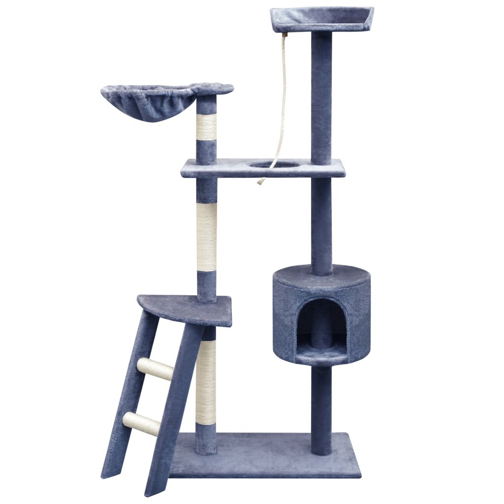 Ansamblu pisici, stâlpi cu funie sisal, 150 cm, albastru inchis