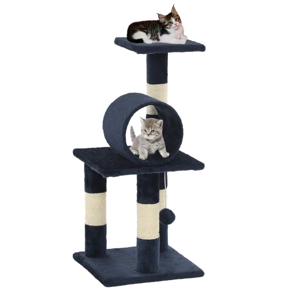 Ansamblu pisici, stâlpi din funie sisal, 65 cm, bleumarin