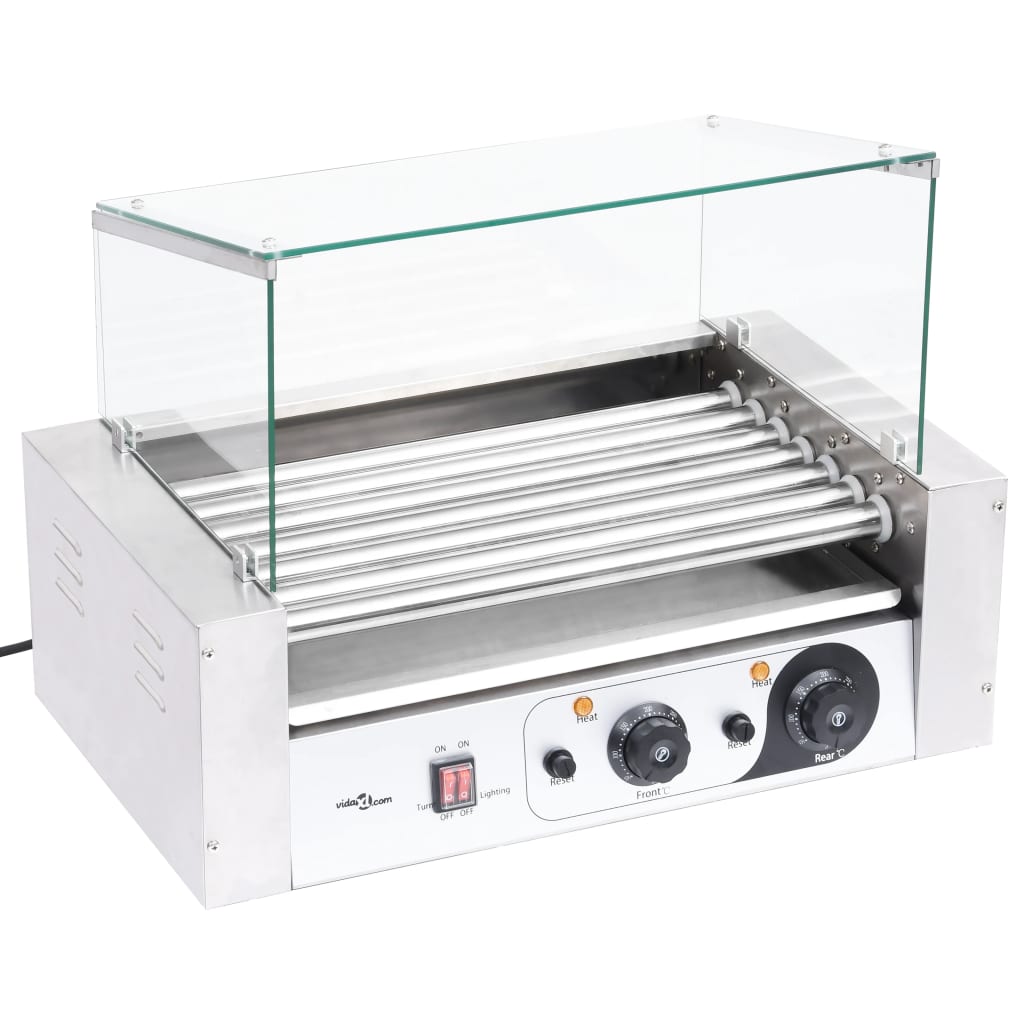 Aparat hot-dog 7 role cu capac din sticlă 1400 W