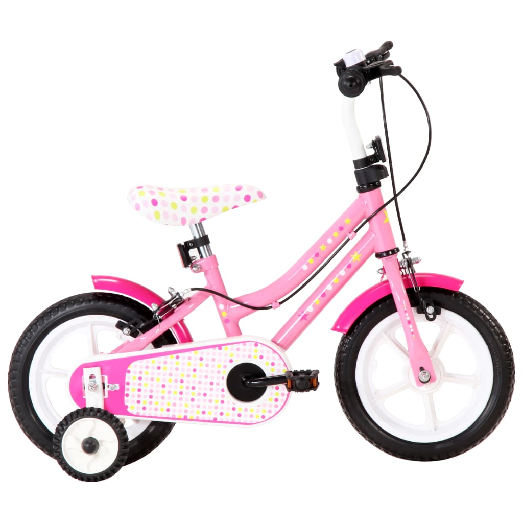 Bicicletă pentru copii, alb și roz, 12 inci