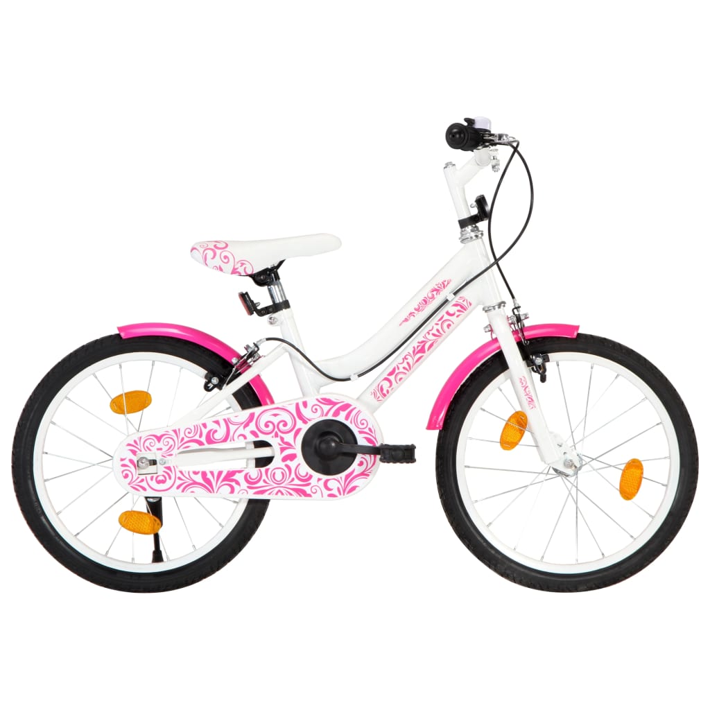 Bicicletă pentru copii, roz și alb, 18 inci