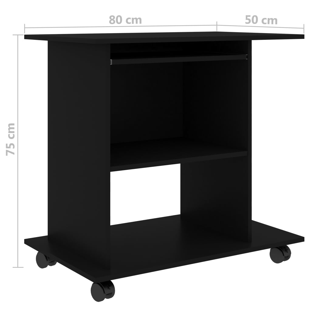 Birou de calculator, negru, 80 x 50 x 75 cm, PAL, [6],https:mobideco.ro