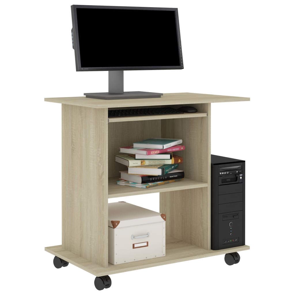 Birou de calculator, stejar Sonoma, 80 x 50 x 75 cm, PAL, [3],https:mobideco.ro