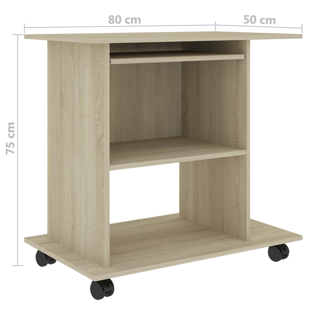 Birou de calculator, stejar Sonoma, 80 x 50 x 75 cm, PAL, [6],https:mobideco.ro