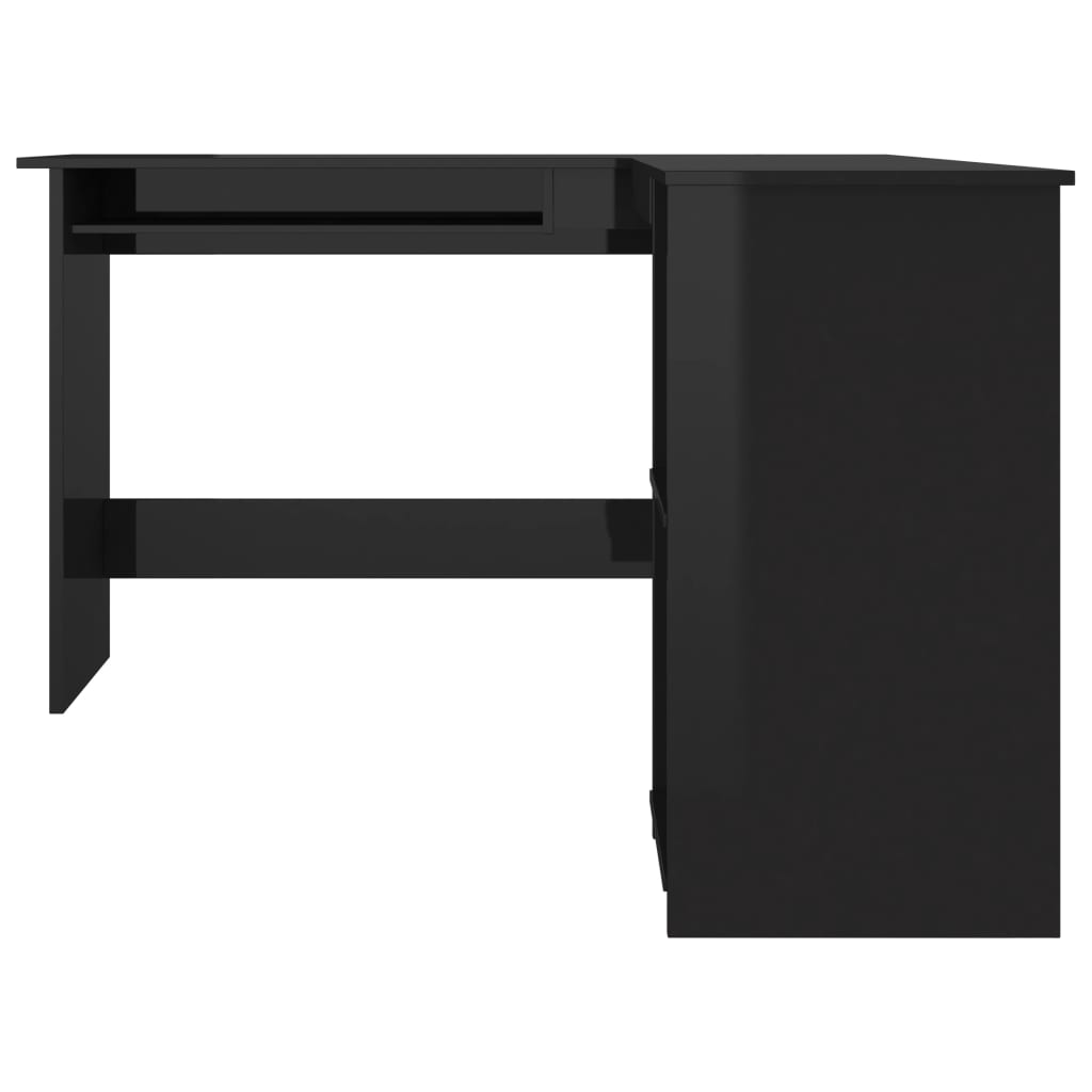 Birou de colț in formă de L negru extralucios 120x140x75 cm PAL, [4],https:mobideco.ro