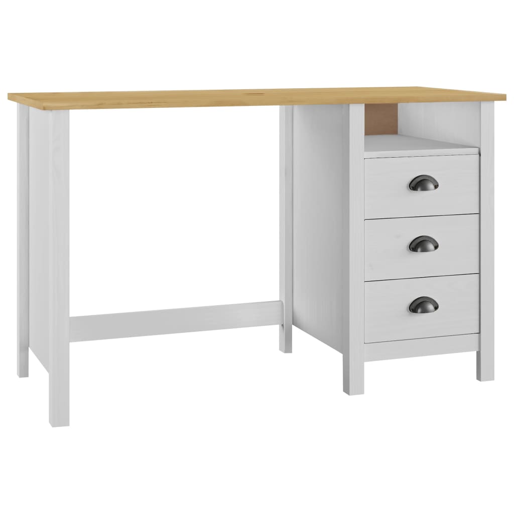 Birou Hill Range cu 3 sertare, 120x50x74 cm, lemn masiv de pin