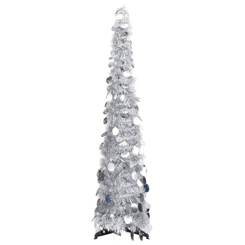 Brad de Crăciun artificial tip pop-up, argintiu, 120 cm, PET