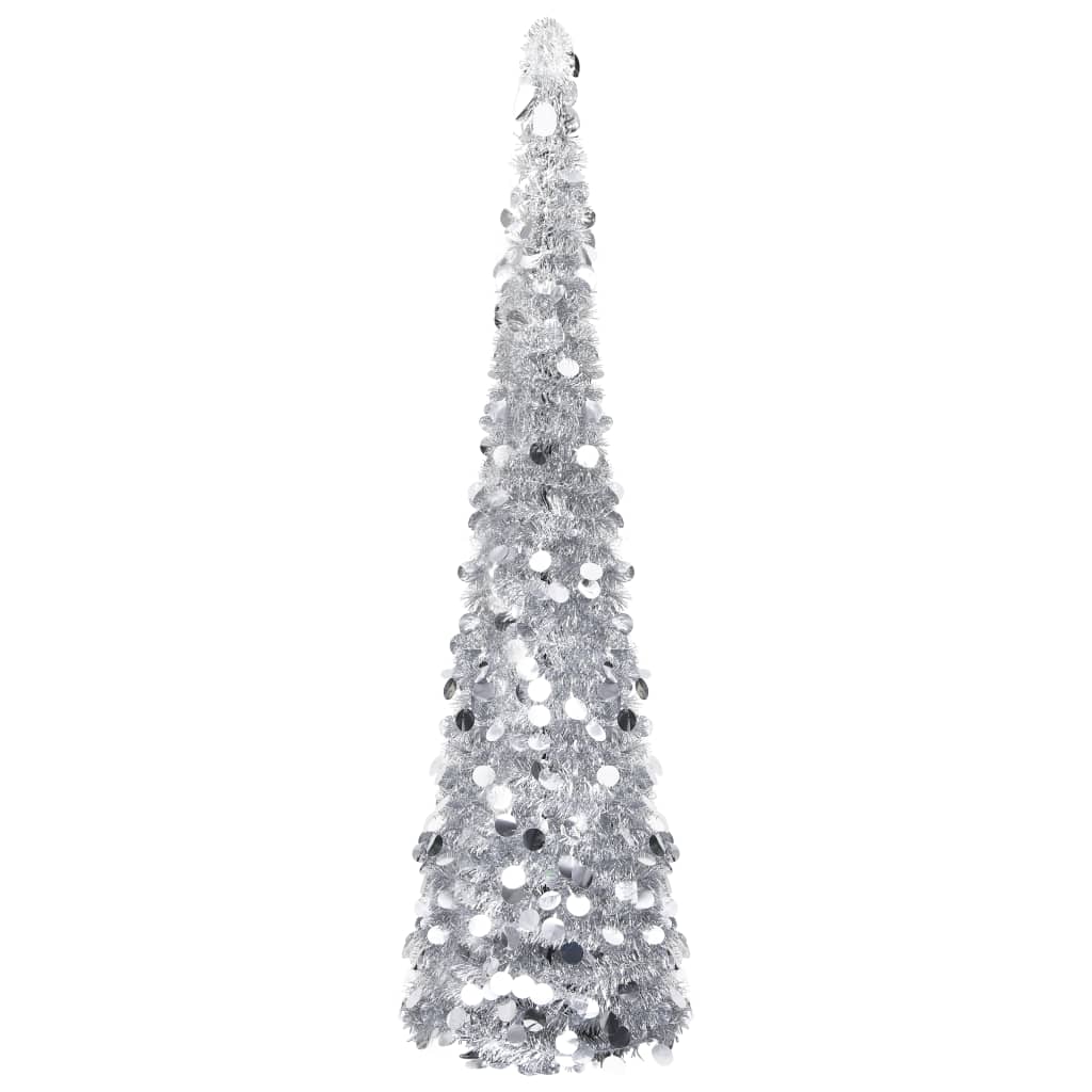 Brad de Crăciun artificial tip pop-up, argintiu, 180 cm, PET
