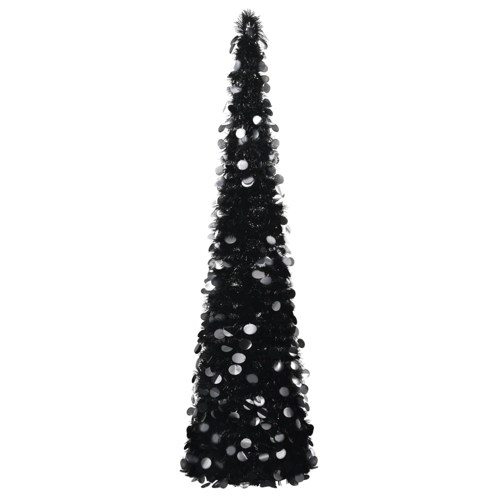 Brad de Crăciun artificial tip pop-up, negru, 150 cm, PET