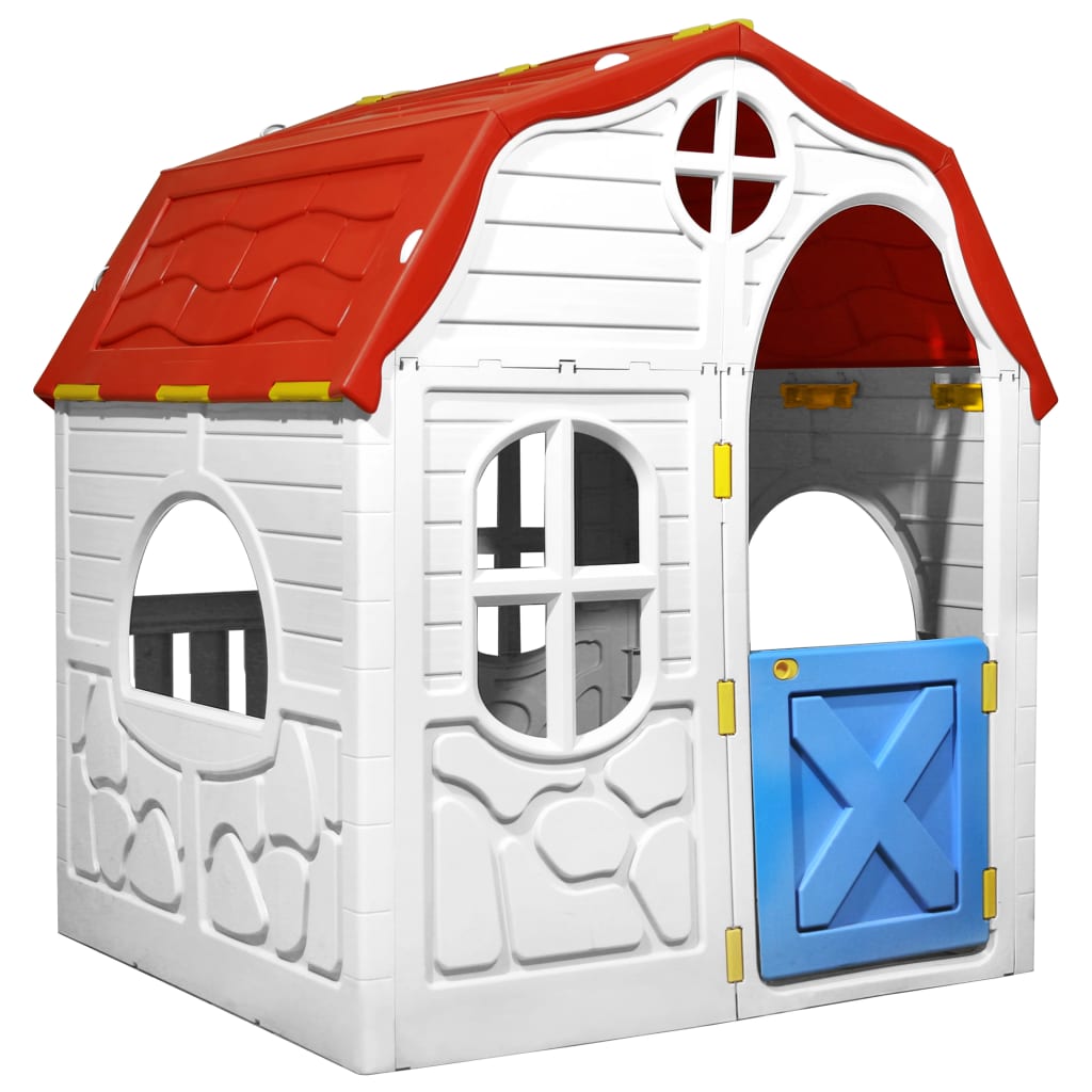 Căsuță de joacă pliabilă copii cu ușă și ferestre funcționale