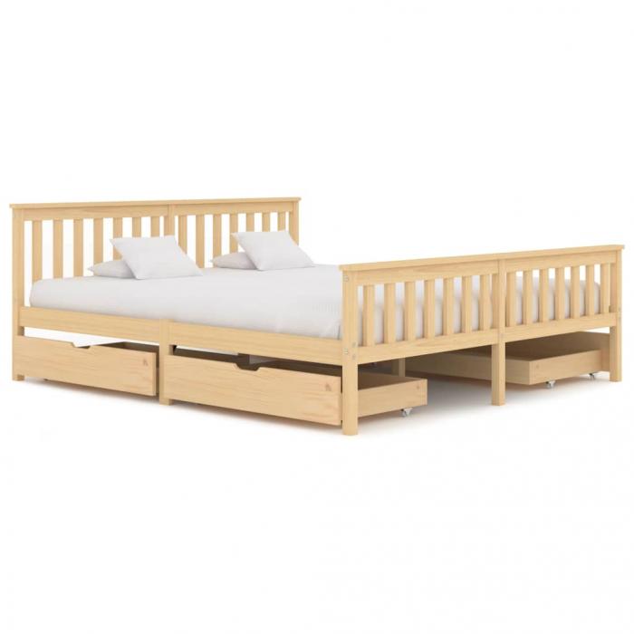 Cadru de pat cu 4 sertare, 180 x 200 cm, lemn masiv de pin