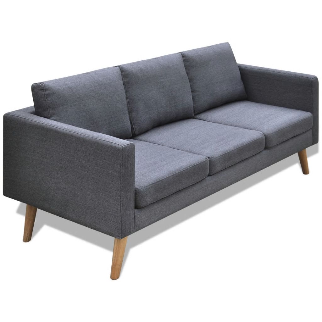 Canapea cu 3 locuri, material textil, gri inchis