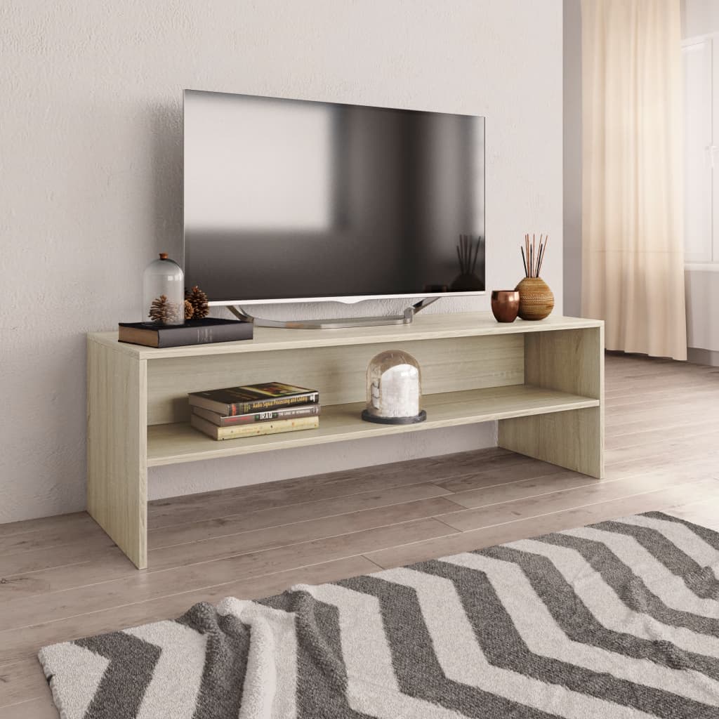 Comodă TV, alb și stejar sonoma, 120 x 40 x 40 cm, PAL