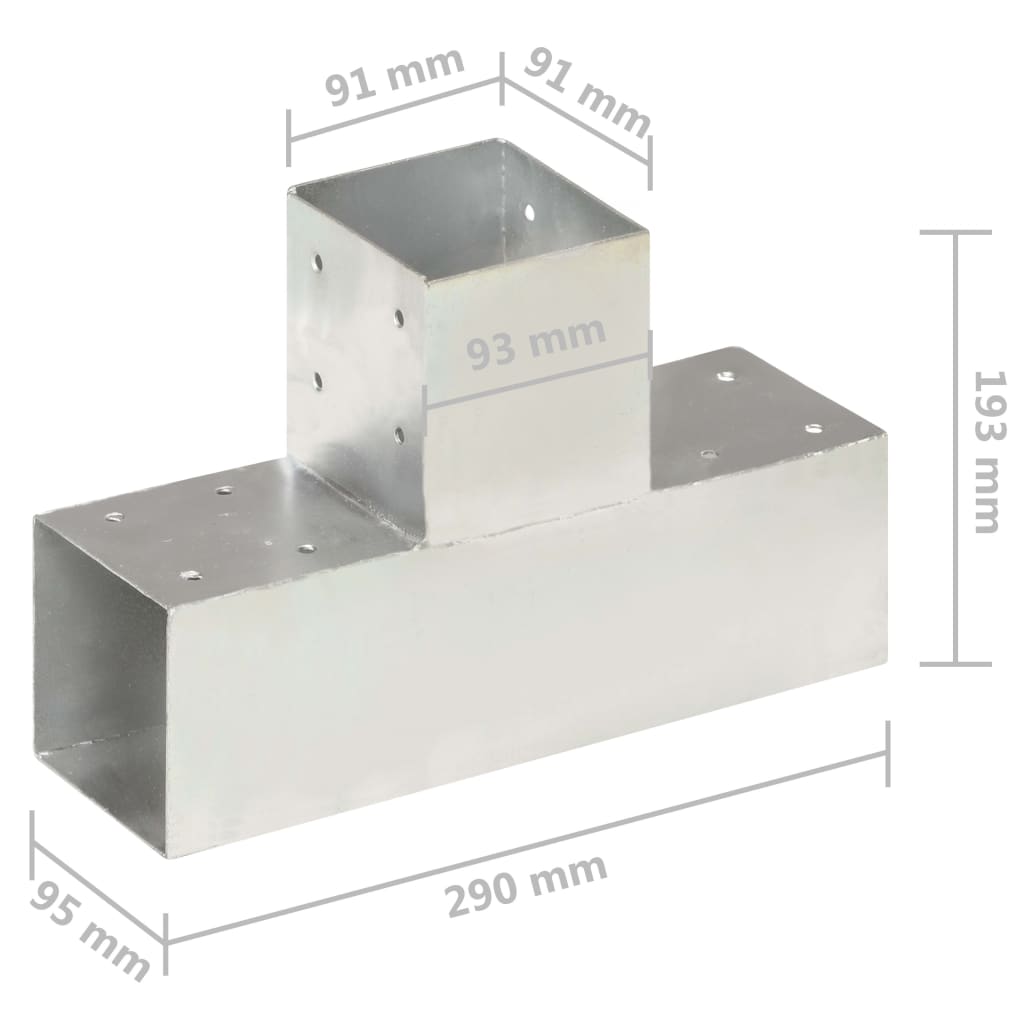 Conectori de grindă, 4 buc, formă T, 91x91 mm, metal galvanizat, [7],https:mobideco.ro