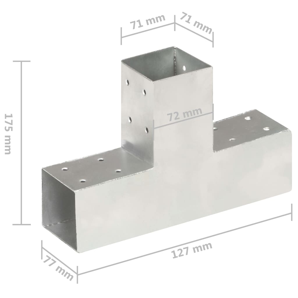 Conectori de grindă, formă T, 4 buc, 71x71 mm, metal galvanizat, [7],https:mobideco.ro