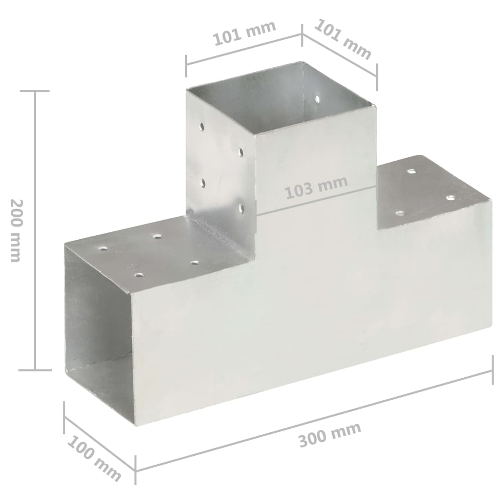 Conectori grindă, formă T, 4 buc, 101x101 mm, metal galvanizat, [7],https:mobideco.ro