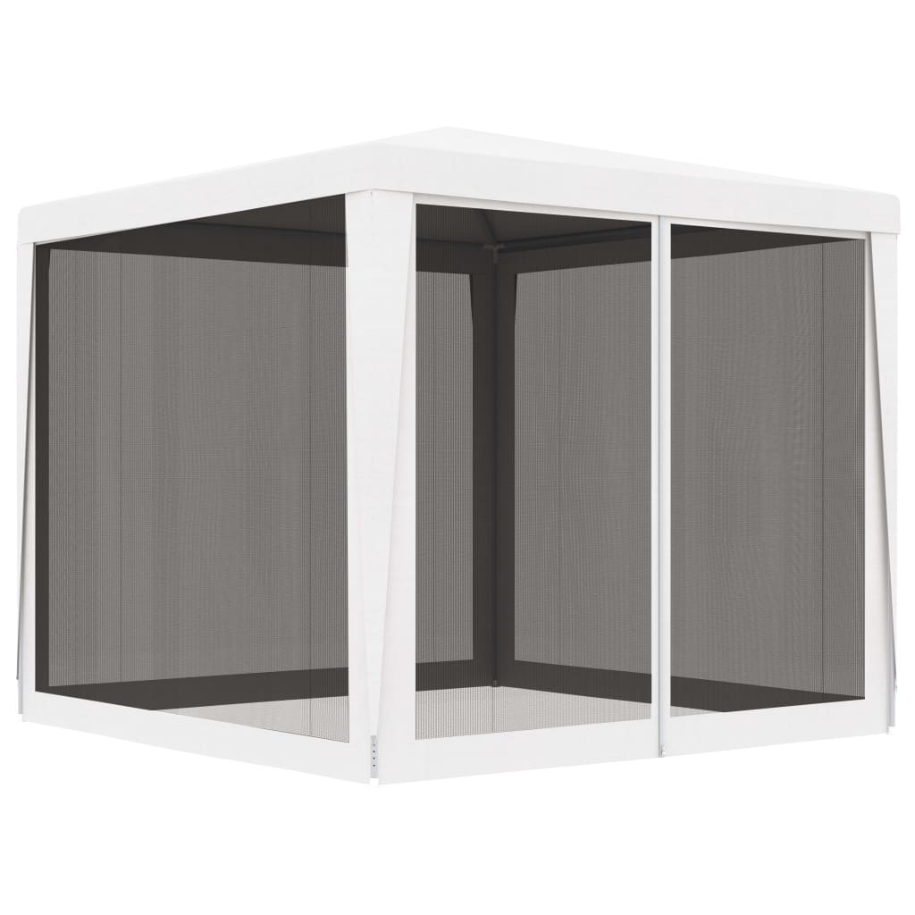 Cort de petrecere cu 4 pereți din plasă, alb, 2,5 x 2,5 m
