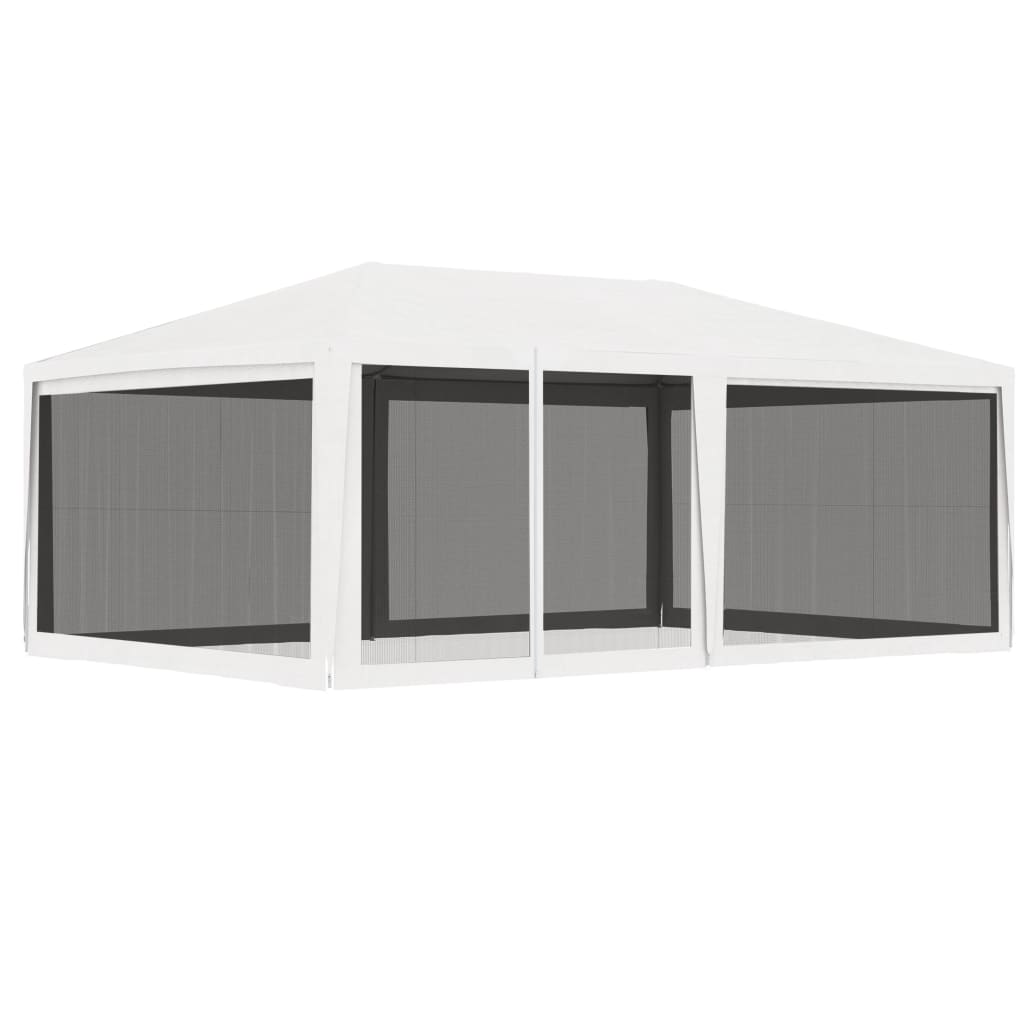 Cort de petrecere cu 4 pereți din plasă, alb, 4 x 6 m