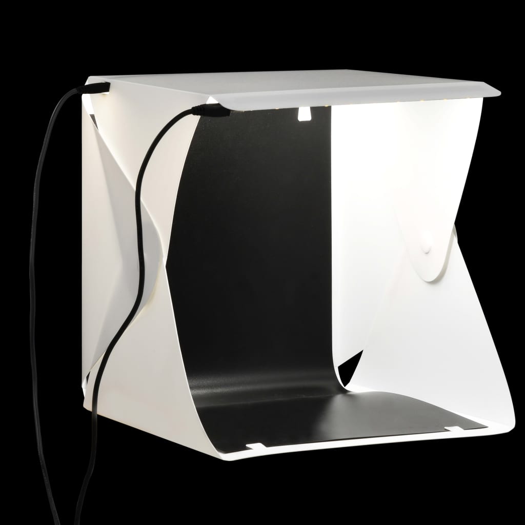 Cort foto cu LED-uri pliabil, alb, 23 x 25 x 25 cm