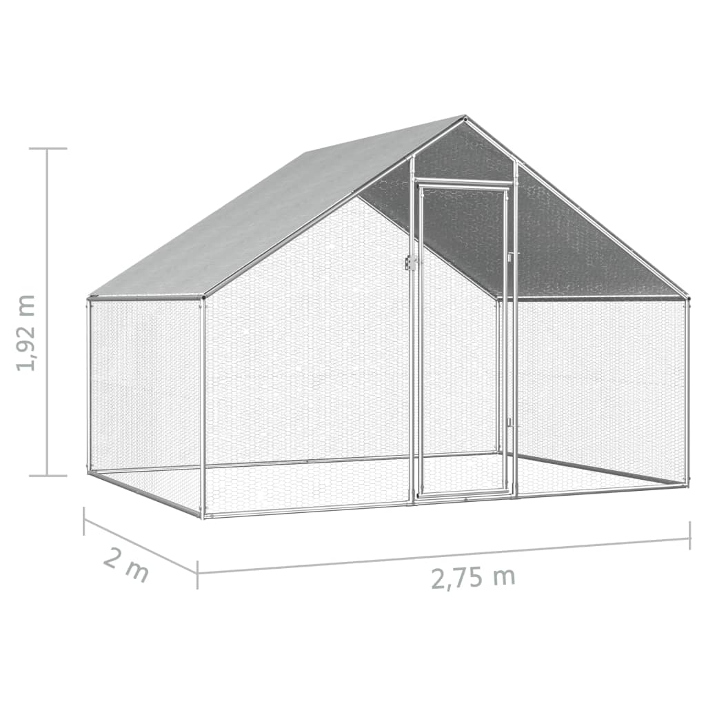 Coteț de exterior pentru păsări, 2,75x2x1,92 m, oțel galvanizat, [6],https:mobideco.ro