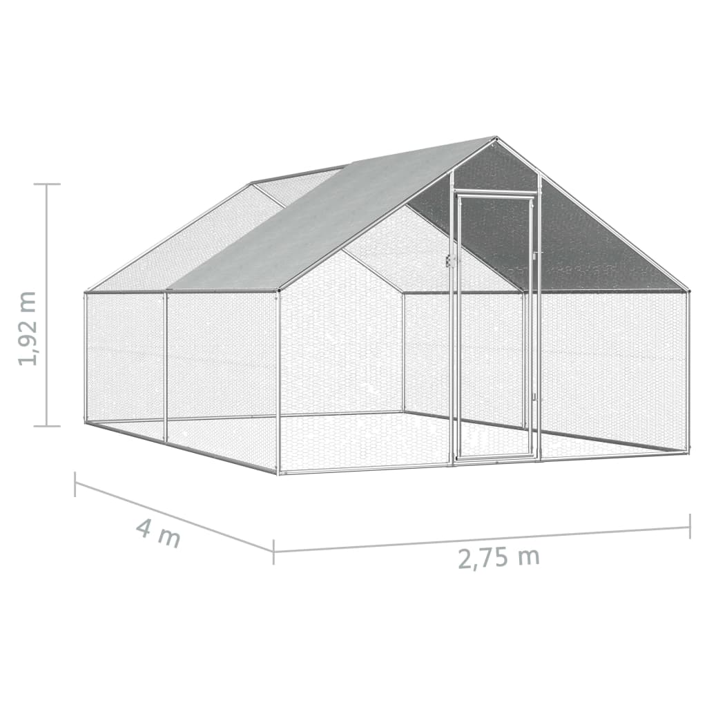 Coteț de exterior pentru păsări, 2,75x4x1,92 m, oțel galvanizat, [6],https:mobideco.ro