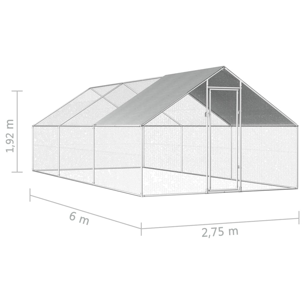 Coteț de exterior pentru păsări, 2,75x6x1,92 m, oțel galvanizat, [6],https:mobideco.ro