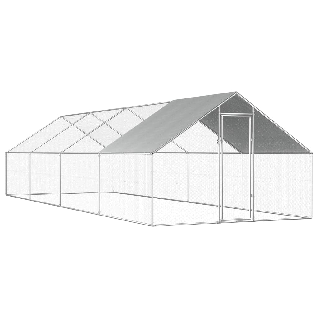 Coteț de exterior pentru păsări, 2,75x8x1,92 m, oțel galvanizat
