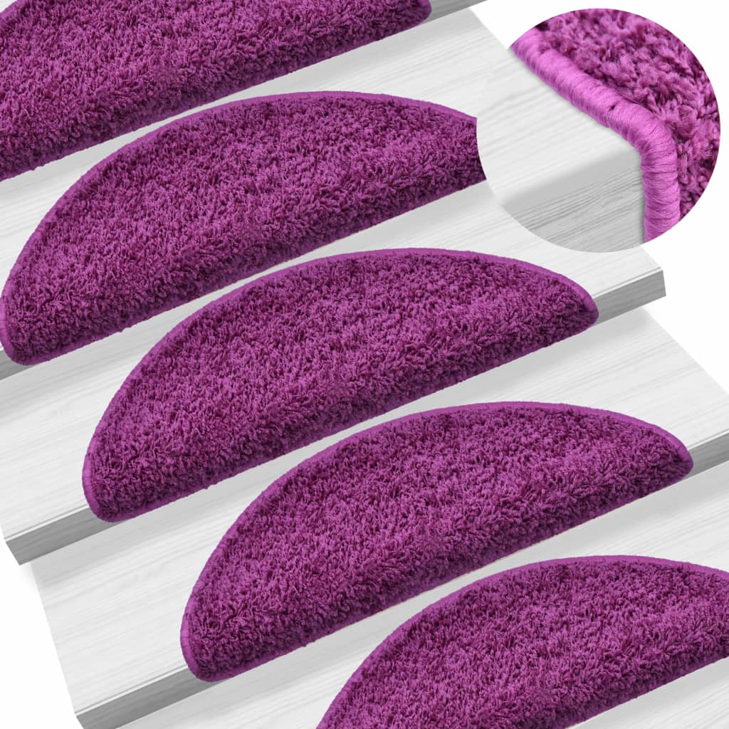 Covorașe de scări, 15 buc., violet, 65 x 25 cm